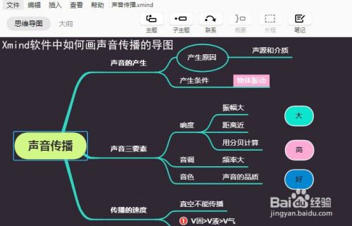 xmind软件中如何画声音传播的导图