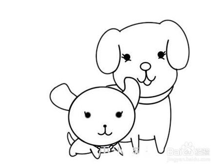 小狗妈妈和宝宝简笔画步骤画法图片