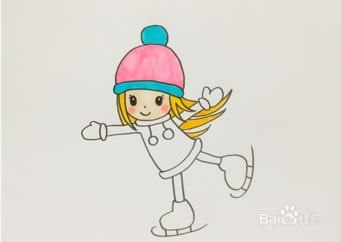 简笔画系列-怎样画小女孩滑冰简笔画