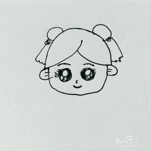 怎么画一位文静的卡通女孩简笔画呢?