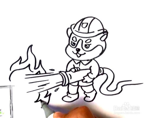 怎么画消防员灭火的简笔画
