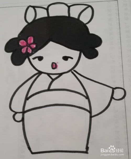 简笔画 日本娃娃的画法