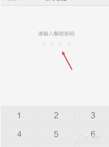 出现密码页面,输入锁屏密码.