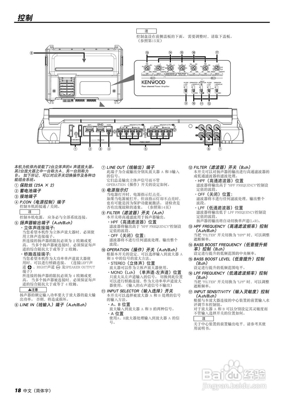 kenwood kac-x40四声道功率放大器使用说明书