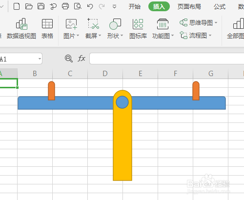 wps电子表格如何画跷跷板图