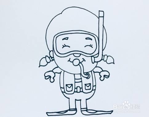 怎么画超简单的潜水员