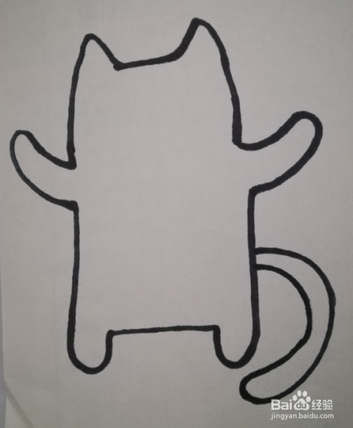 1 先画出小猫的耳朵 2 接着画小猫的爪子 3 接着画小猫的脚 4 画出