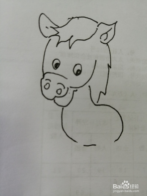 第五步,接着我们继续画出简笔画可爱的小马的身体部分.