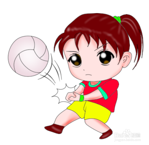简笔画--q版打排球的女孩