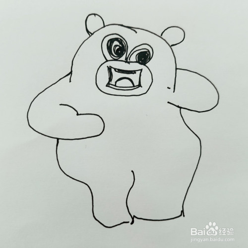 如何来画一只搞怪的熊二简笔画呢?