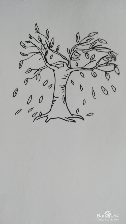 怎么画秋天大树落叶的简笔画