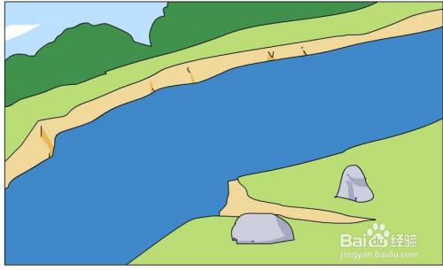 flash绘制一个卡通河流的场景