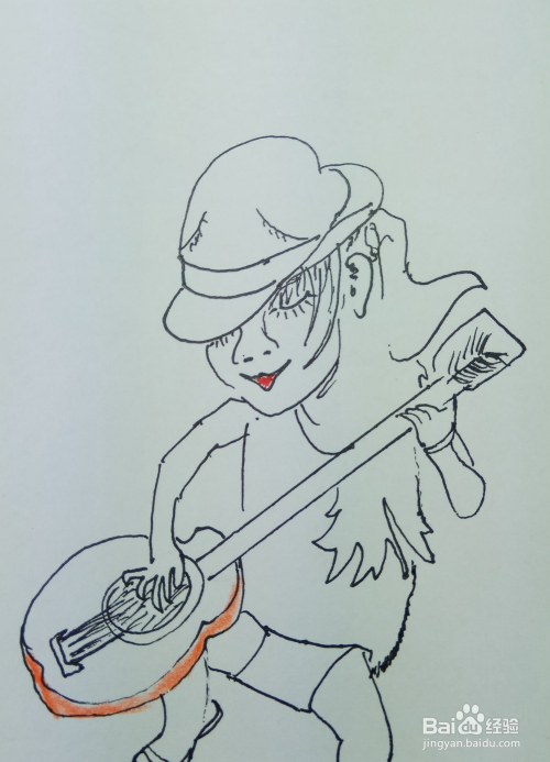 怎样画简笔画"爱弹吉他的女孩"?
