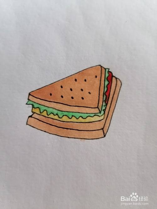 三明治用水彩怎么画