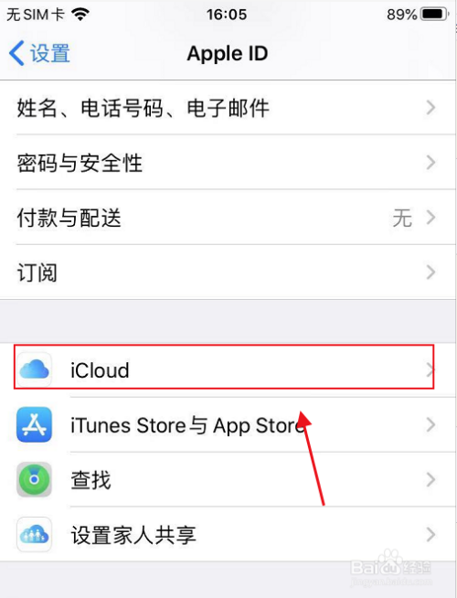 再进入apple id设置里,点击icloud.