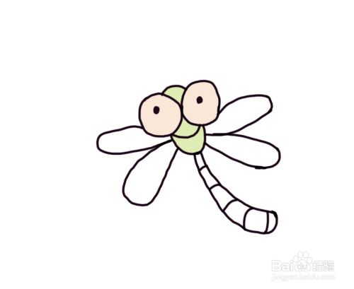 怎么画儿童彩色简笔画卡通动物小蜻蜓?