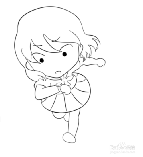 简笔画--q版上学快迟到而奔跑的女孩画法