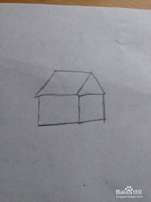 加上侧面,一个小房子的轮廓就画好了哦(如图)
