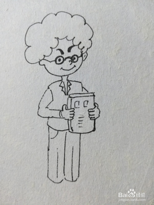 老师拿书简笔画