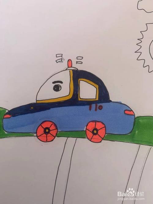 儿童画-小警车