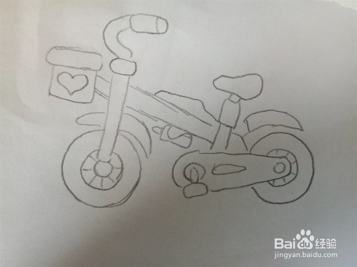 用一支铅笔画出自行车的轮廓.