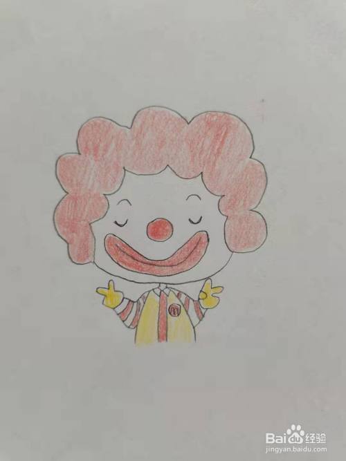 最后,涂上颜色,麦当劳叔叔简笔画,你学会了吗?