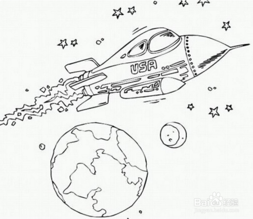母婴/教育 教育 > 小学  1 首先画出我们的地球和宇航员乘坐宇宙飞船