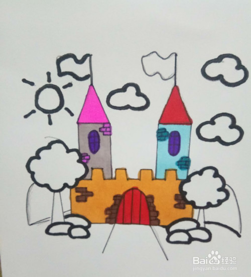 彩色的城堡简笔画怎么画?
