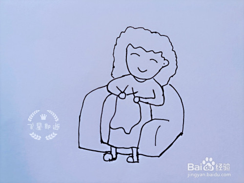 儿童简笔画 一个织毛衣的妈妈