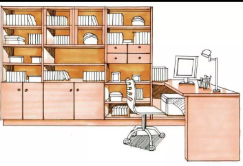 家具设计之书房家具手绘效果图表现