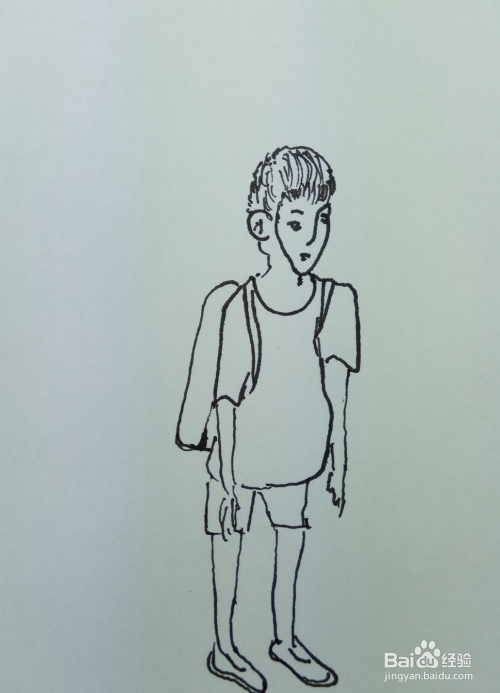 怎样画简笔画"背包的男生"?