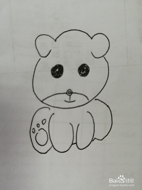 简笔画可爱的小熊就画好了.