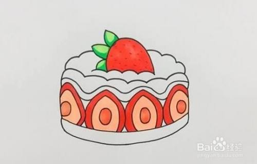 日蛋糕简笔画彩色画法