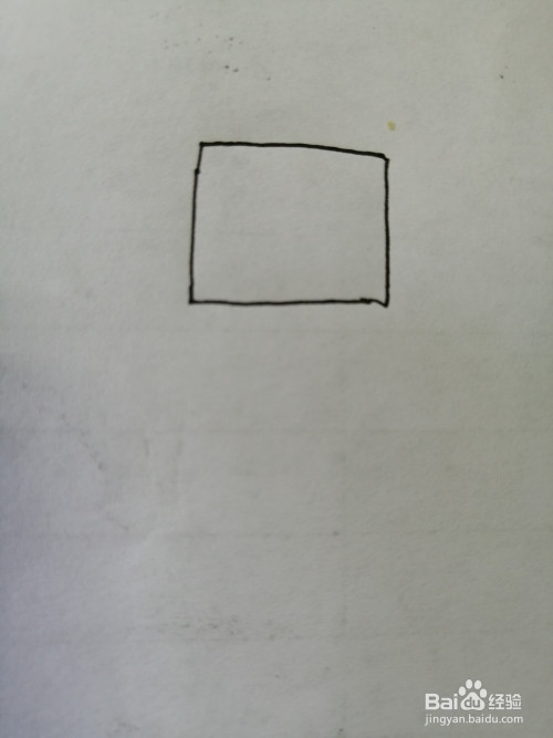 第一步,我们先把简笔画机器人的头部正方形和头顶的天线画出来.