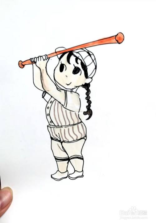打棒球的女孩儿怎么画