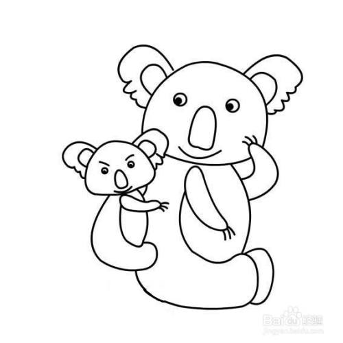 考拉母子二人的简笔画