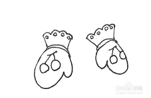 画棉手套的儿童卡通简笔画教程