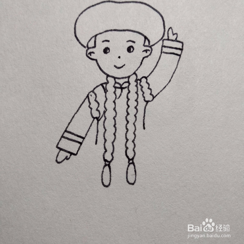 少数民族服饰简笔画-如何画普米族卡通儿童画