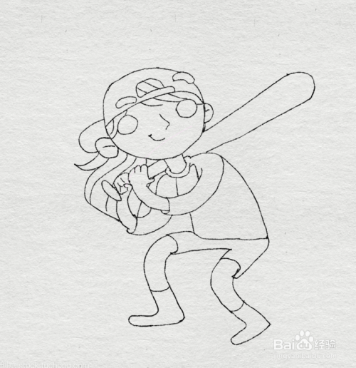 简笔画--如何画在打棒球的小女孩
