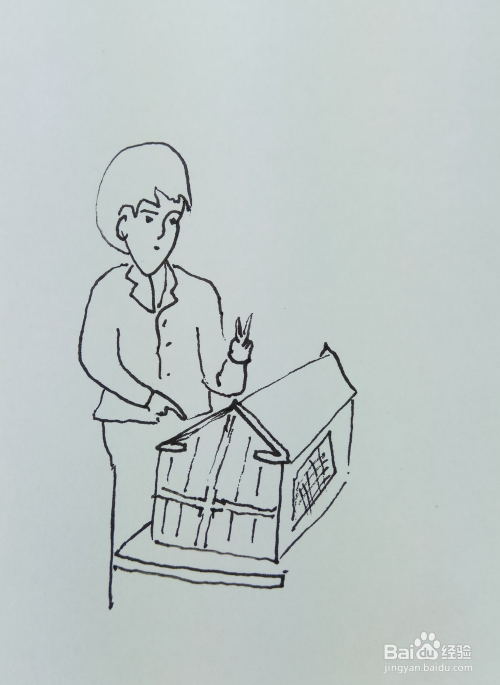 怎样画简笔画"盖好了一个小房子"?