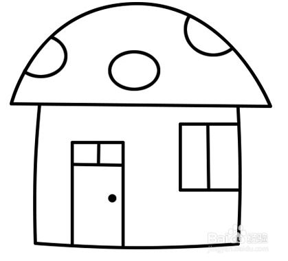 蘑菇形状的小房子简笔画画法步骤 方法/步骤 1 画一条横线 2 在横线