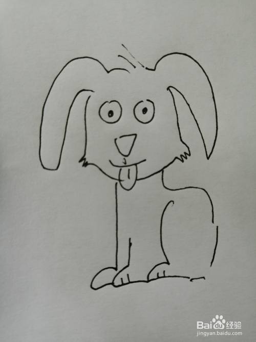 第六步,接着继续画出可爱的小狗的身体,画法比较简单.
