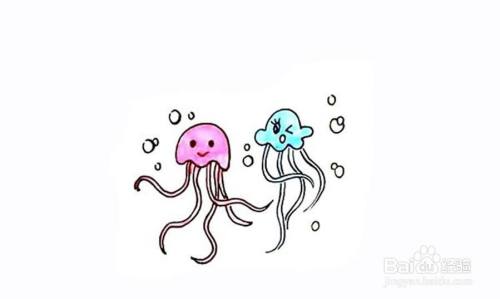 如何画水母的卡通简笔画教程