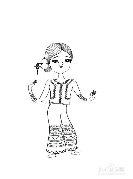 拉祜族女孩的简笔画