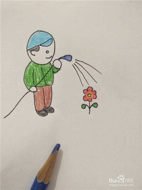 最后,小朋友们用彩笔涂上自己喜欢的颜色,有趣又好看的园丁浇花就