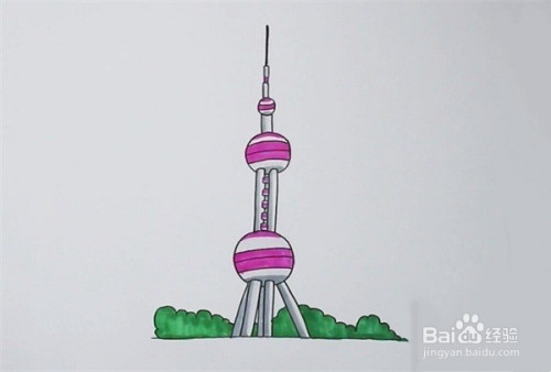 中国代表性建筑简笔画,这次我们来画上海的东方明珠,仅供参考.
