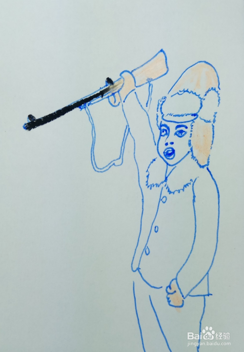 怎样画简笔画举枪呐喊?