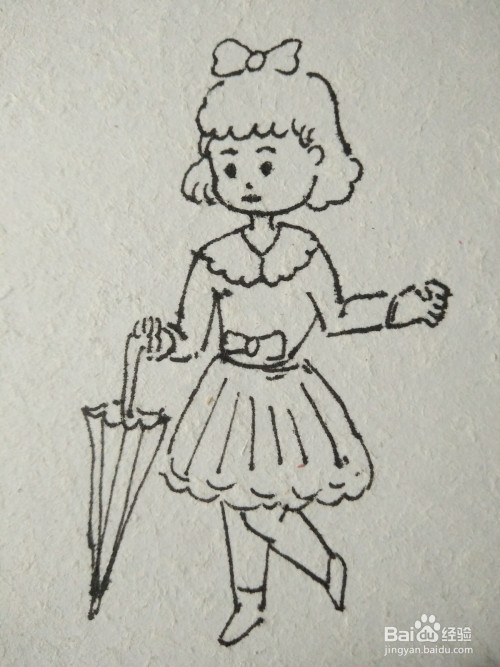 怎么画拿着伞的小女孩简笔画