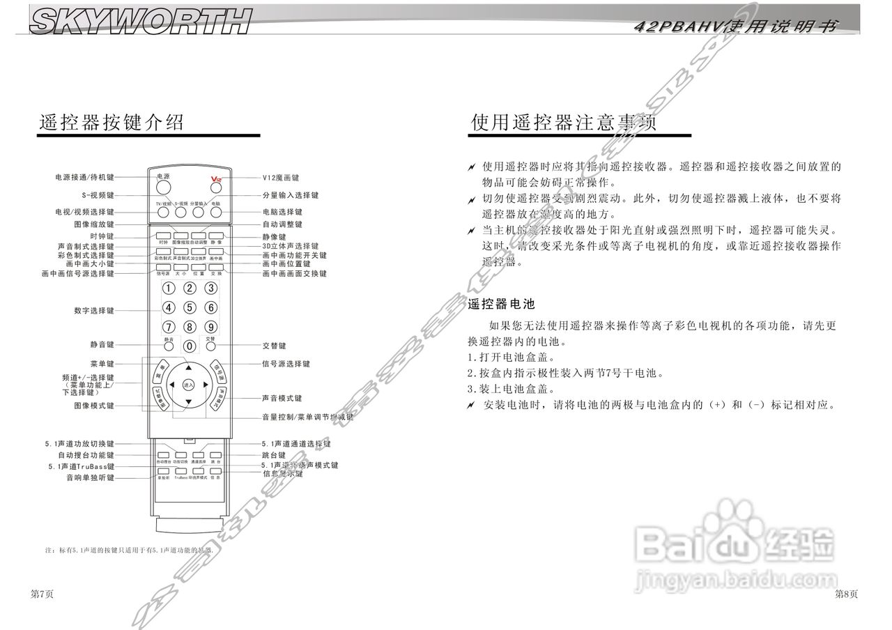 创维42pbaahv等离子彩电使用说明书[1]