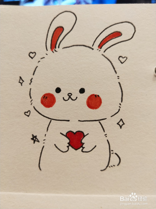 怎样画简笔画——爱心小兔